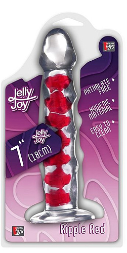 Прозрачно-красный фаллоимитатор Dream Toys RIPPLE (18 см)