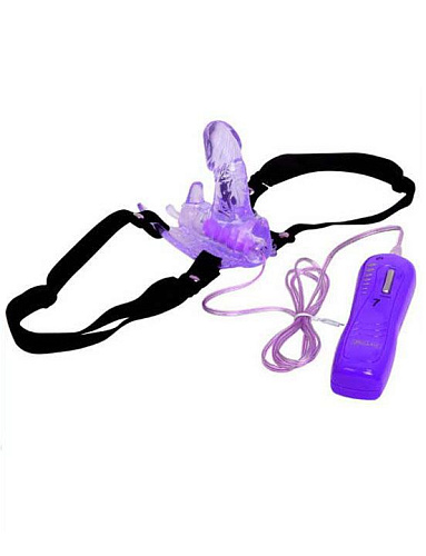 Фиолетовый клиторальный стимулятор-бабочка с 7 режимами вибрации Eroticon 30323