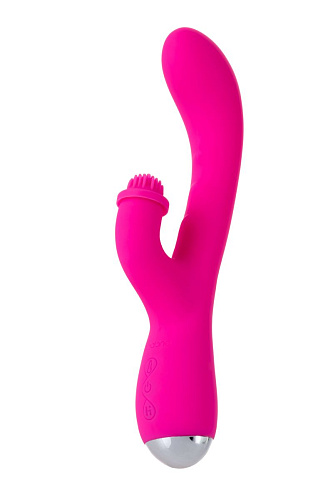 Розовый силиконовый вибратор с клиторальным стимулятором Nalone Idol CS-BO05 (22,4 см)