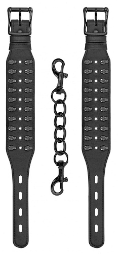 Чёрные поножи с заклепками в виде черепов Shots Media BV OU287BLK