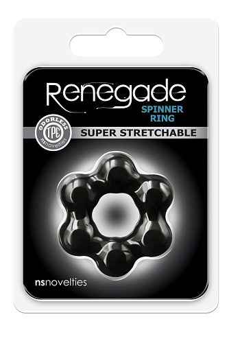 Черное эрекционное кольцо NS Novelties Spinner Ring NSN-1111-53