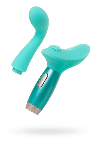 Нереалистичный зелёный вибратор с 2 сменными насадками Le Stelle PERKS SERIES EX-4 LS12212