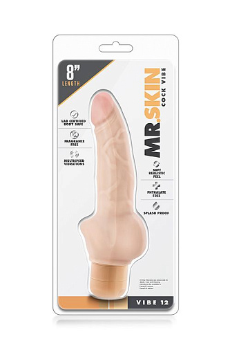 Телесный реалистичный вибратор с широким основанием Blush Novelties Dr. Skin Cock Vibe 12 BL-11373 (20,3 см)