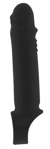Чёрная удлиняющая насадка Shots Media BV Stretchy Penis Extension No.31 SON031BLK