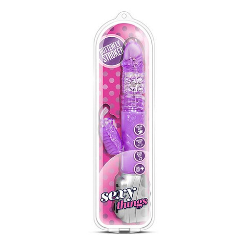 Фиолетовый вибромассажёр Blush Novelties Butterfly Stroker BL-29531 (29,8 см)