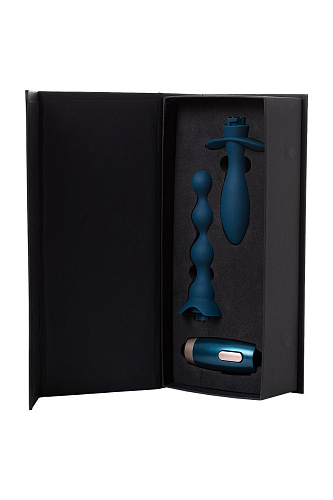 Бирюзовый анальный вибратор с 2 сменными насадками Le Stelle PERKS SERIES EXO LS12214