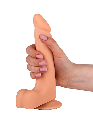 Телесный фаллоимитатор-реалистик с мошонкой на присоске LOVETOY (А-Полимер) 105000 (17,8 см)