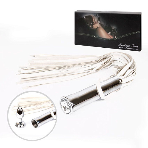 Белая плетка с прозрачным кристаллом на рукояти Bior toys Notabu NTB-80482 (58 см)