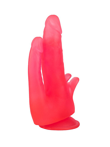 Двойной фаллоимитатор с лепестками и присоской розового цвета LOVETOY (А-Полимер) 214900 (17 см)