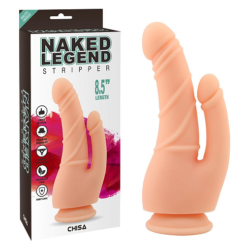 Двойной телесный фаллоимитатор на присоске Chisa Naked Legend CN-101753897 (21,5 см)
