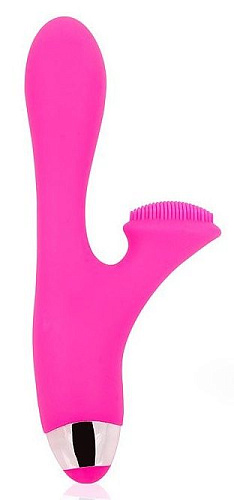 Розовый вибромассажёр с клиторальным стимулятором с шипиками Bior toys EE-10261-16