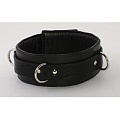 Средний подшитый ошейник из чёрной кожи Beastly 10335-3B