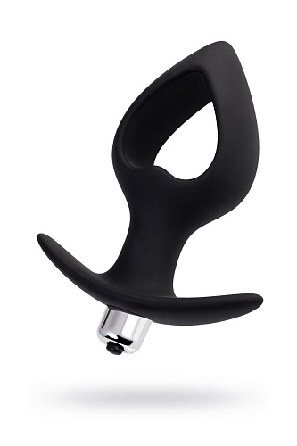 Чёрная вибровтулка с полой серединой в виде сердечка POPO Pleasure Cordis M 731436 (14 см)