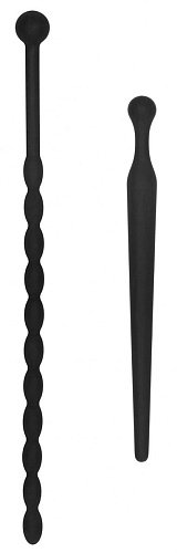 Набор из двух чёрных уретральных стимуляторов Shots Media BV Beginners Silicone Plug Set OU435BLK