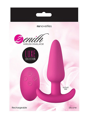 Розовая анальная вибропробка с пультом ДУ NS Novelties Luxe Zenith Wireless Plug Pink NSN-0208-74 (9,9 см)
