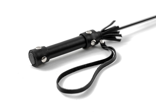 Чёрный кожаный стек с ручкой БДСМ арсенал Ladys Arsenal 68007ars