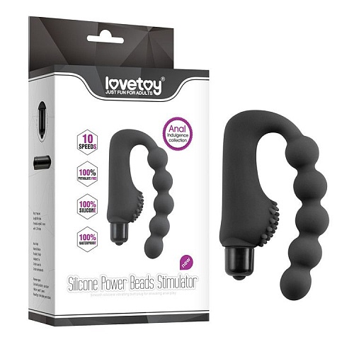 Чёрный анальный стимулятор Lovetoy Power Beads LV2608