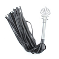 Чёрная плеть из кожи с серебристой ручкой БДСМ арсенал Gray 54044ars (64 см)