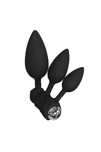Набор из 3 чёрных анальных плагов и вибропули Bathmate Bathmate Anal Training Plugs VIBE BM-V-VP