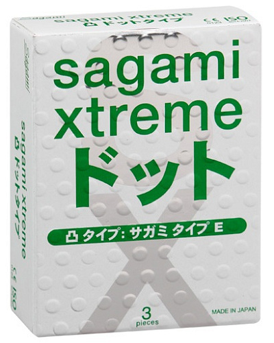 Презервативы зелёные с точками Sagami Xtreme Type-E №3 (3 шт)