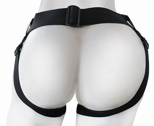 Чёрный пояс-трусики с телесной насадкой LOVETOY (А-Полимер) Glamour Silver 330903 (15,5 см)