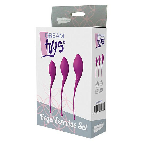 Набор из 3 фиолетовых вагинальных шариков Dream Toys PLEASURE BALLS EGGS KEGEL EXERCISE SET 21381