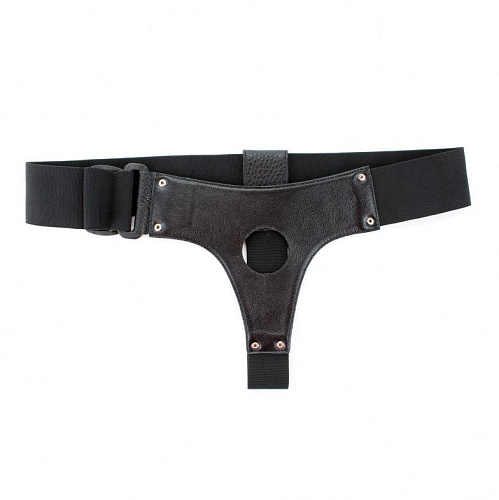 Чёрные трусики для страпона из натуральной кожи БДСМ арсенал 52001ars