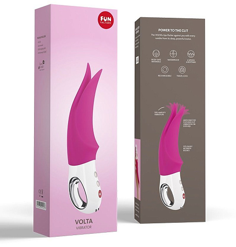 Малиновый вибратор с раздвоенным кончиком Fun Factory Volta 1141064 (18,9 см)