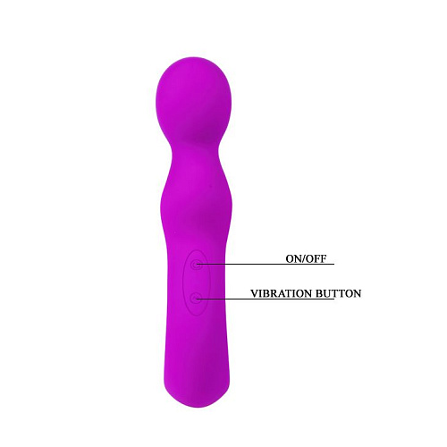 Лиловый вибромассажёр с изогнутым тельцем Baile Leopard BI-014307 (22,5 см)