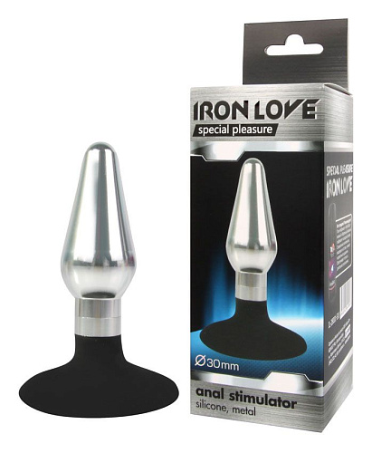 Серебристо-чёрная конусовидная анальная пробка Bior toys IL-28001-SLV (9 см)