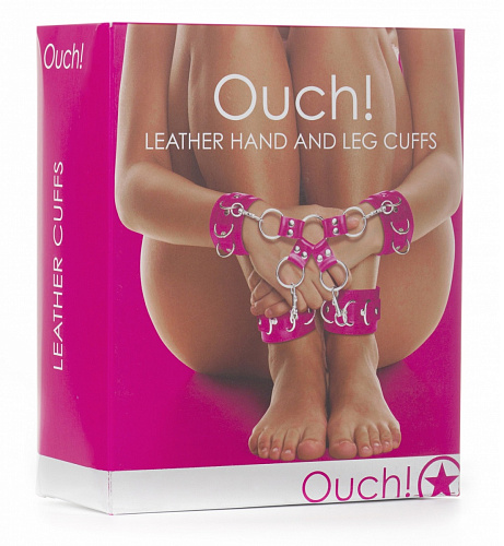 Розовый комплект оков Hand And Legcuffs Shots Media BV OU050PNK