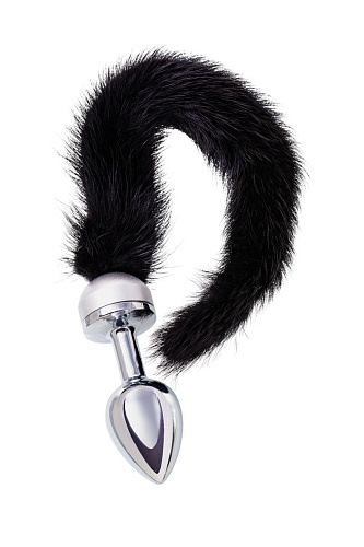 Маленькая анальная втулка с чёрным хвостом ToyFa 712021 (8,5 см)