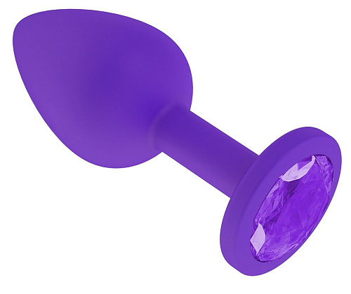 Фиолетовая силиконовая пробка с фиолетовым кристаллом Сумерки богов 519-08 purple-DD (7,3 см)