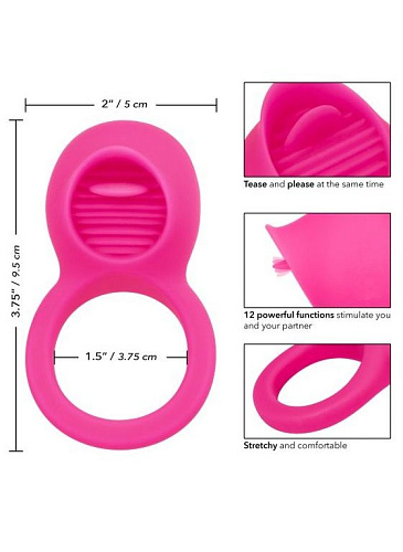 Ярко-розовое эрекционное кольцо California Exotic Novelties Silicone Rechargeable Teasing Tongue Enhancer SE-1841-70-3