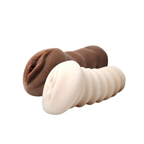 Комплект мастурбаторов-вагин разноцветных — телесная и темнокожая Baile BM-009178