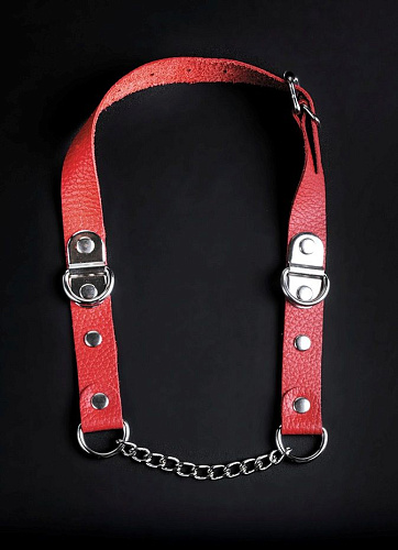 Красный кожаный кляп с цепью Sitabella 3095-2