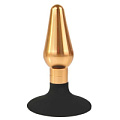 Конусовидная анальная пробка золотисто-чёрного цвета Bior toys IL-28001-GLD (9 см)