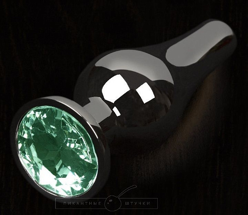 Графитовая удлинённая анальная пробка с зелёным кристаллом Пикантные штучки DP11S002M2-1GLEM (12 см)