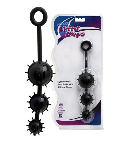 Чёрные стеклянные анальные шарики в силиконовом коконе Dream Toys 20314