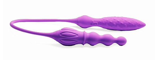 Двухсторонний гибкий вибромассажёр с дистанционным управлением лилового цвета Adrien Lastic 2X+LRS 108735