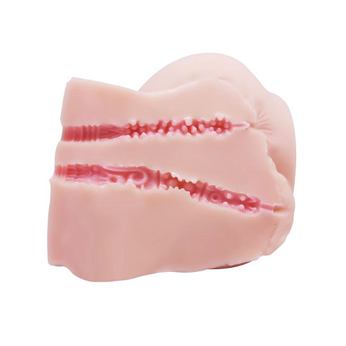 Телесный мастурбатор с двумя любовными тоннелями и вибрацией Baile BM-009039Z-1