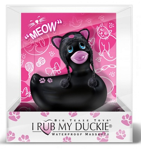 Чёрный вибратор-уточка в костюме кошки Big Teaze Toys I Rub My Duckie 10189