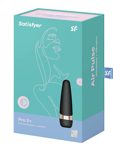 Вибро-вакуумно-волновой стимулятор чёрного цвета Satisfyer Pro3 Vibration J2018-32