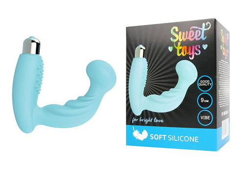 Голубой вибромассажёр простаты с круглым кончиком Bior toys ST-40138-12