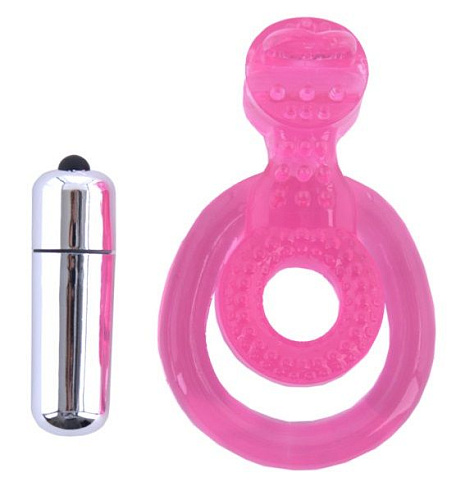 Розовая вибронасадка со стимулятор клитора ToyFa «Язычок» 888014