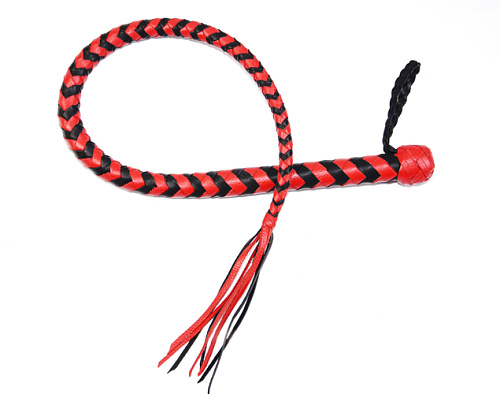Красно-чёрная кожаная плеть Sitabella 4010-12 (70 см)