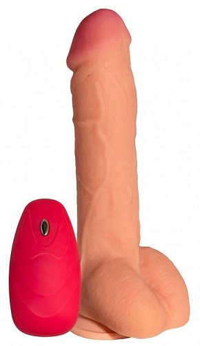 Телесный реалистичный вибратор с пультом Сумерки богов №75 3204-75 BX DD (23,5 см)