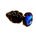 Чёрная пробка с синим стразом 4sexdreaM 47427-3 (7,3 см)