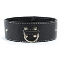 Чёрный кожаный ошейник с петлёй для поводка БДСМ арсенал 55042