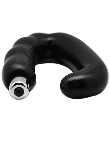 Чёрный С-образный массажёр простаты с вибрацией Eroticon 30272